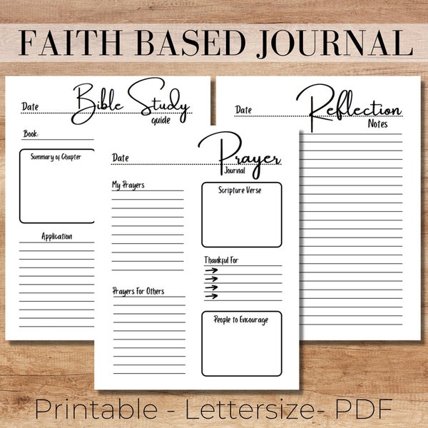 Prayer journal, Bible study printable, faith based journaling, Minimalist prayer journal,  Reflection notes, Bible Study guide, journaling