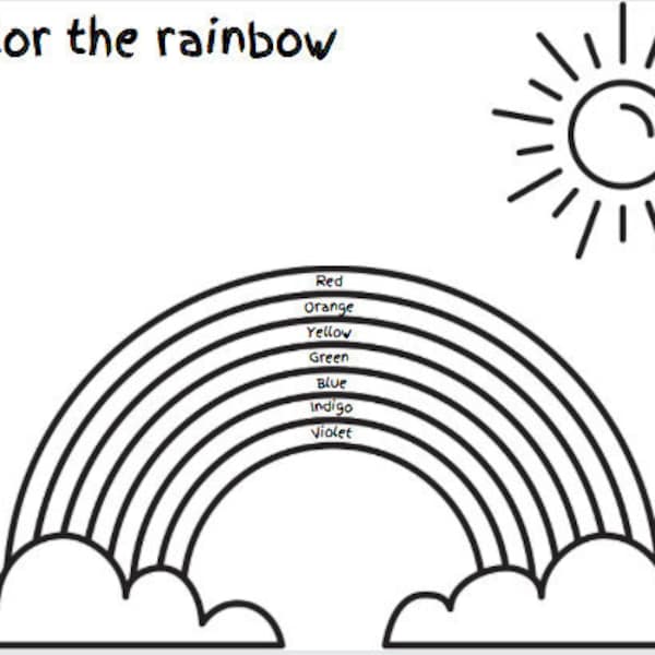 Rainbow Coloring Page, Educational Worksheet, Rainbow Coloring Worksheet, Homeschool Coloring Page, Rainbow Colors