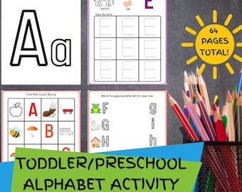 Alphabet Worksheets, Toddler Workbook,Toddler Worksheet, Homeschool Worksheets, Preschool Worksheets, Preschool Learning, Letter tracing,