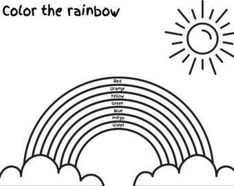 Rainbow Coloring Page, Educational Worksheet, Rainbow Coloring Worksheet, Homeschool Coloring Page, Rainbow Colors