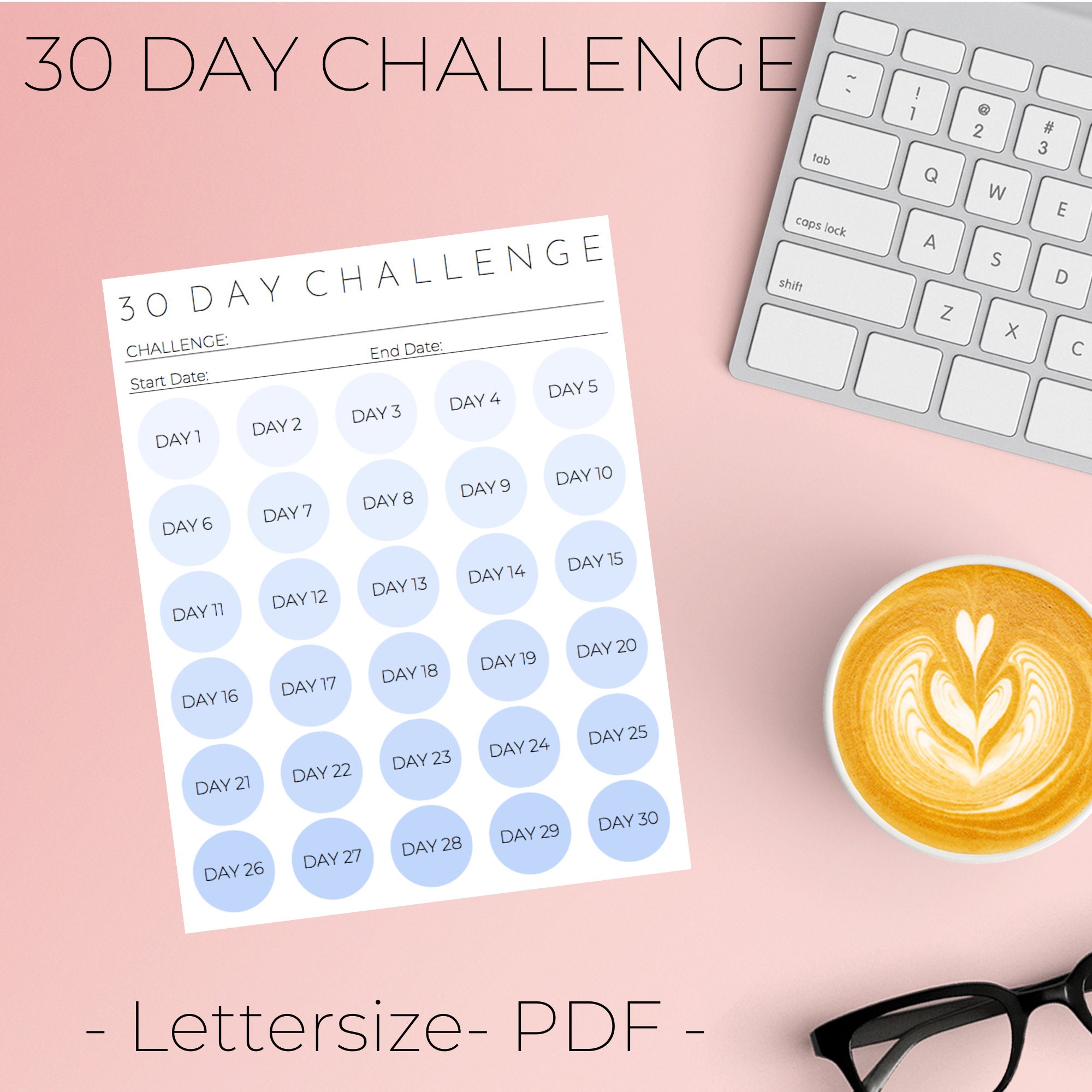 30 Day Challenge Tracker Printable, Habit Goal Setter (PDF Download ...