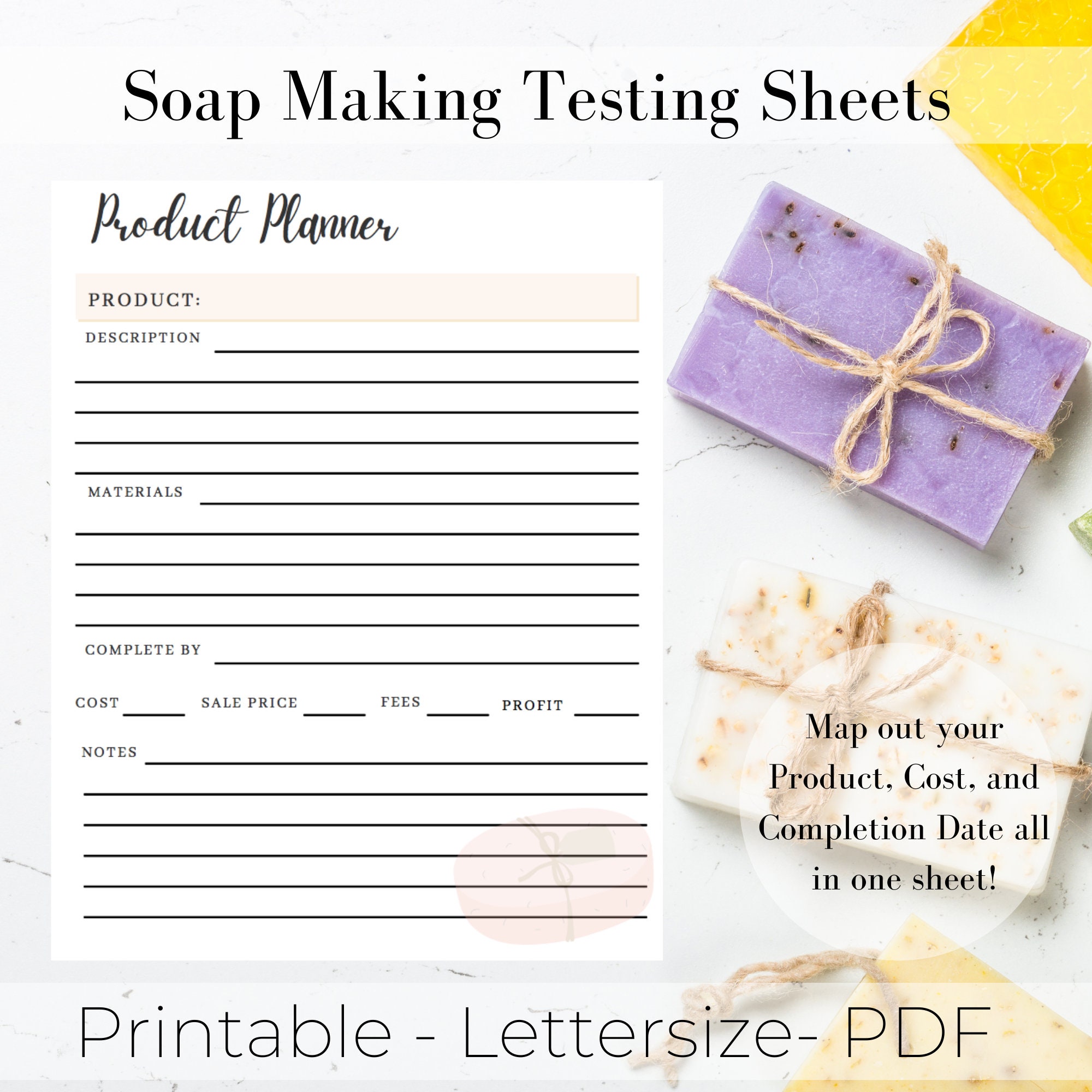 Soap Testing Template Soap Maker Test Sheet Cure Cards Etsy