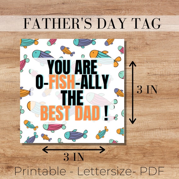 Father's Day Cookie Tag Fathers Day Gift Tag You are O-FISH-ALLY the Best 2 Square Father's Day Cookie Tag Cookie Packaging