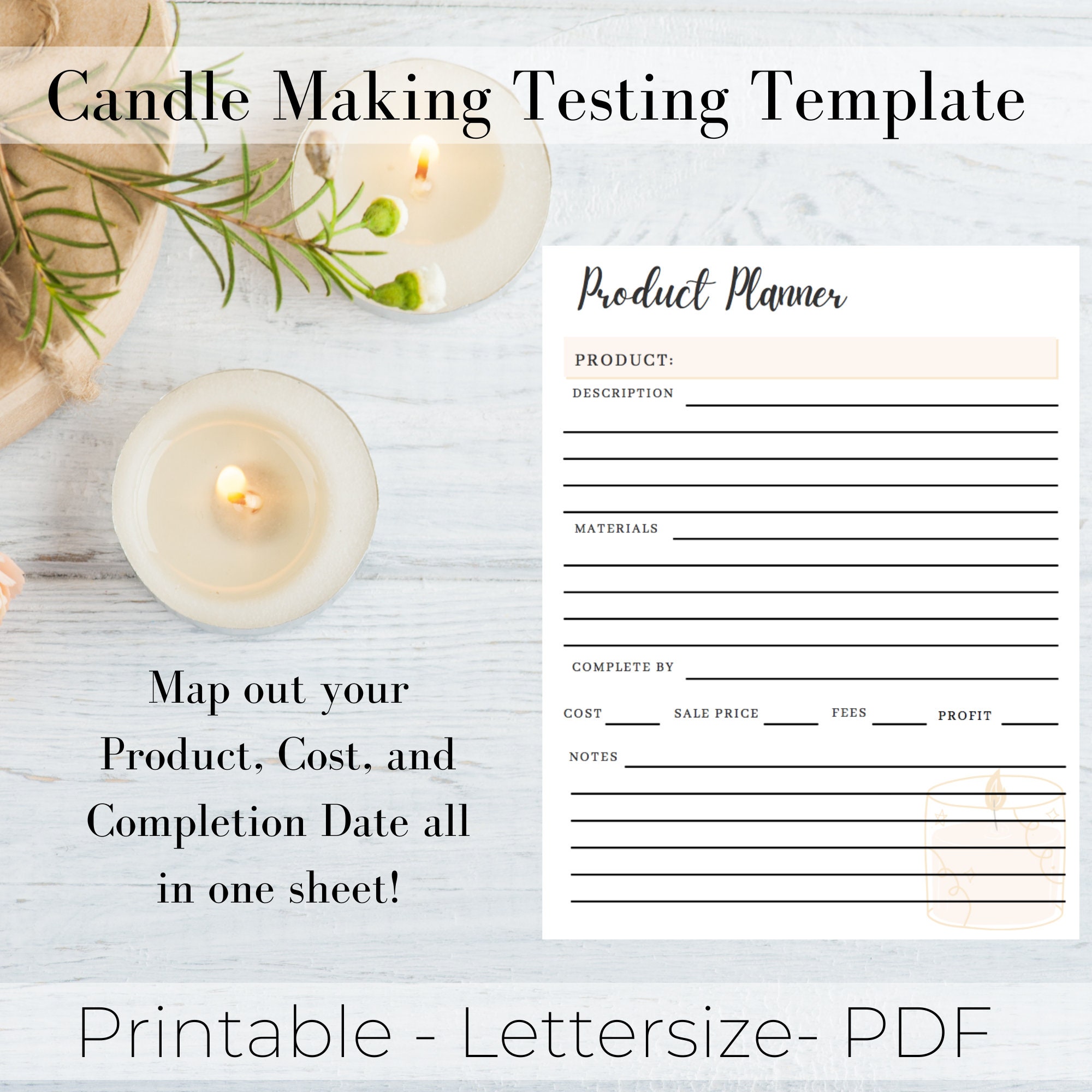 Candle Making Worksheet.pdf Candle Making Testing Template, Candle Business Planner (PDF Printable ...
