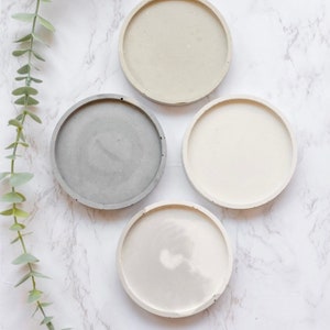 Round Cement Coasters - Neutral - White/Dark Grey/Marbled