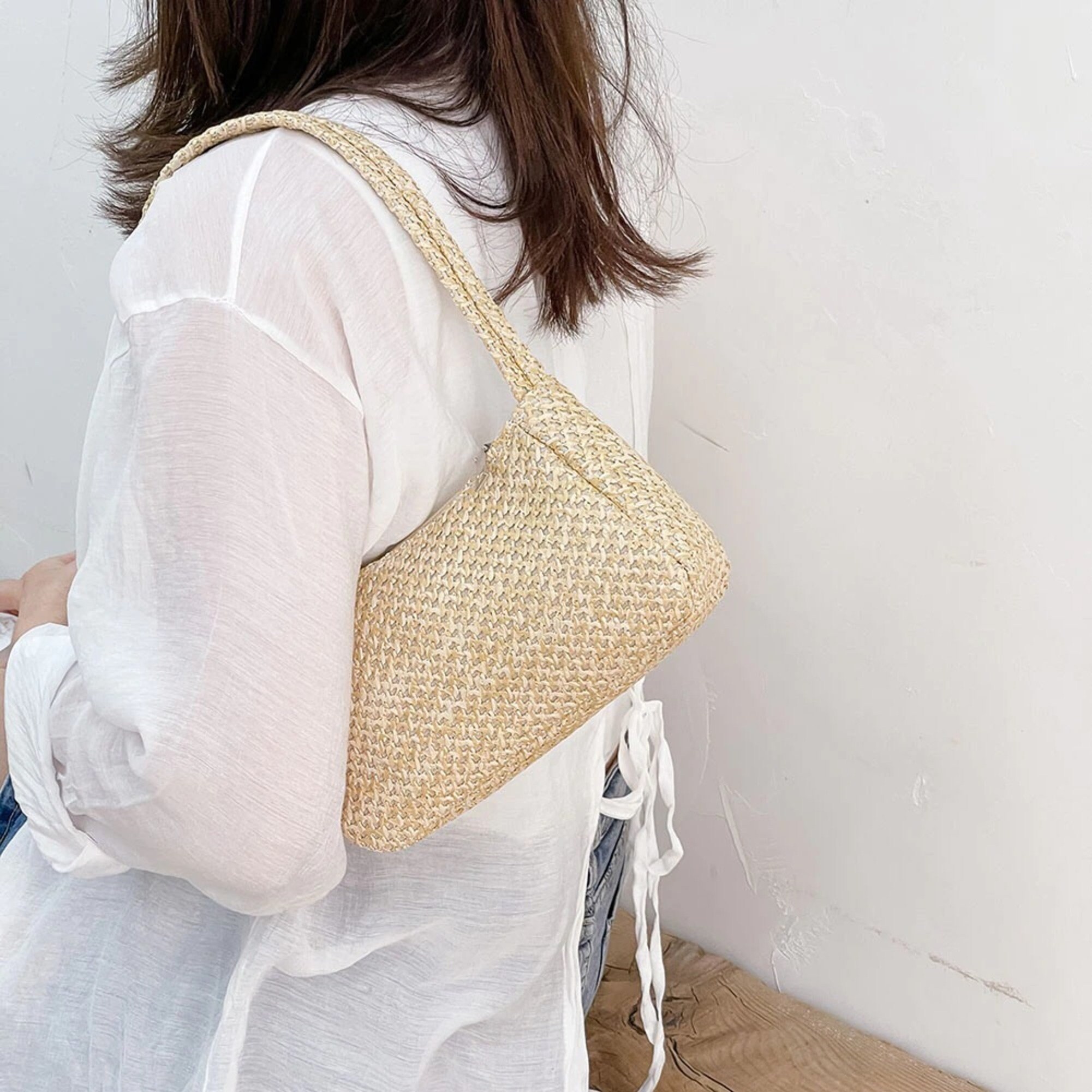 Small Women Underarm straw handbag casual wicker woven tote | Etsy