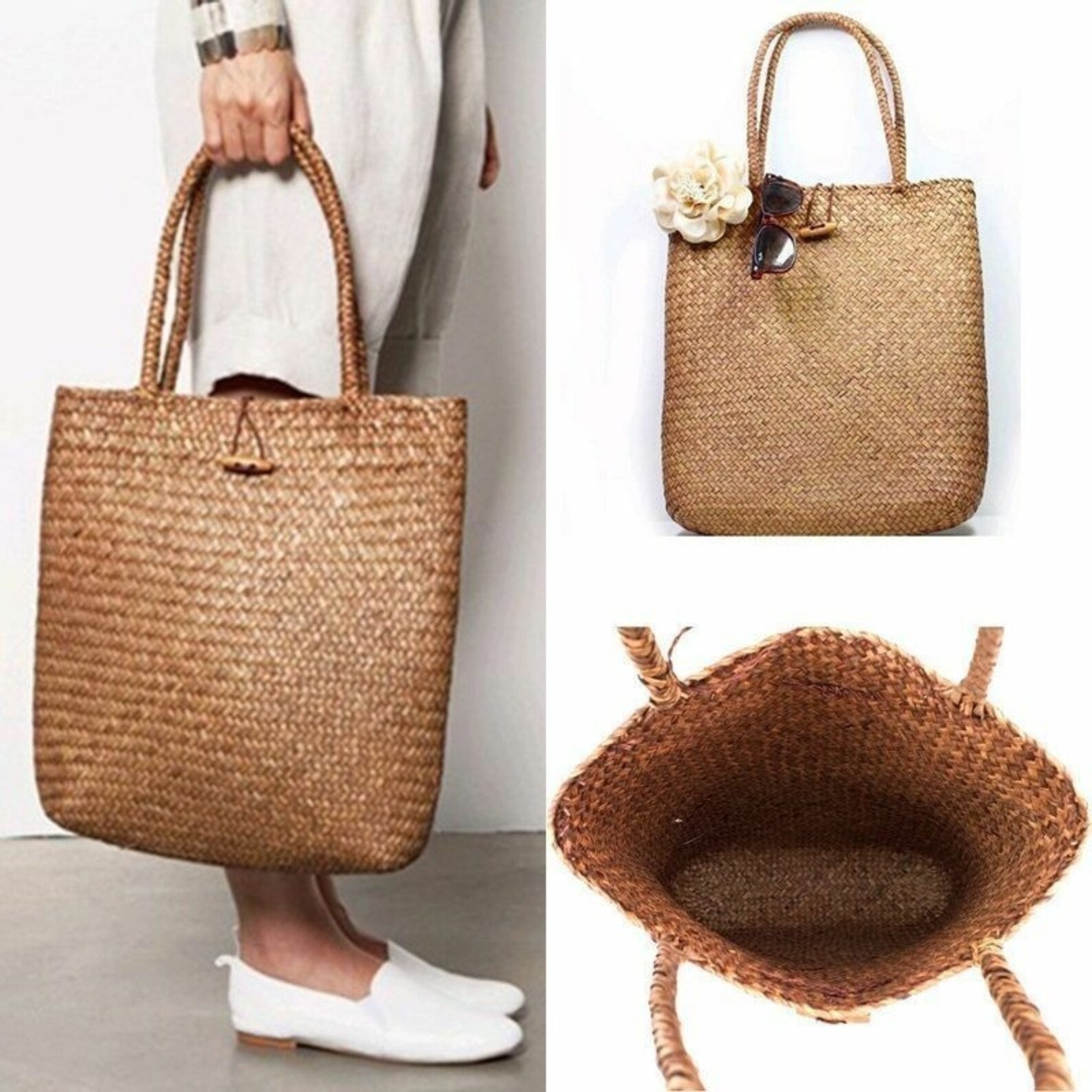 Handmade Rattan woven bag large capacity bag big rattan Etsy