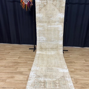 3x11 Turkish Runner Rug, Hallway Runner Rug, Oushak Runner Rug, Antique Runner Rug, Narrow Rug, Neutral Runner Rug, Kitchen table Runner