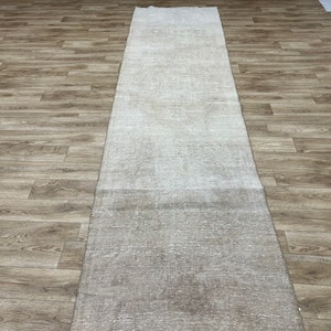 3x12 Neutral Turkish Runner rug, 3x12 Vintage Runner Rug, Oushak Runner Rug, Antique Runner Rug, Hallway Runner Rug, 3x12 Runner Rug