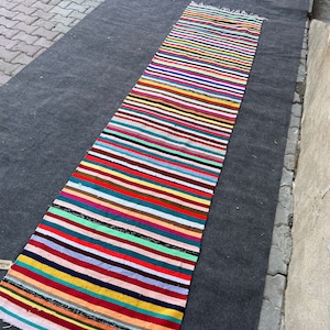 2.5x10.8 Turkish Runner Rug, Hallway Runner Rug, Oushak Runner Rug, Antique Runner Rug, Narrow Rug, Neutral Runner Rug, Kitchen table Runner