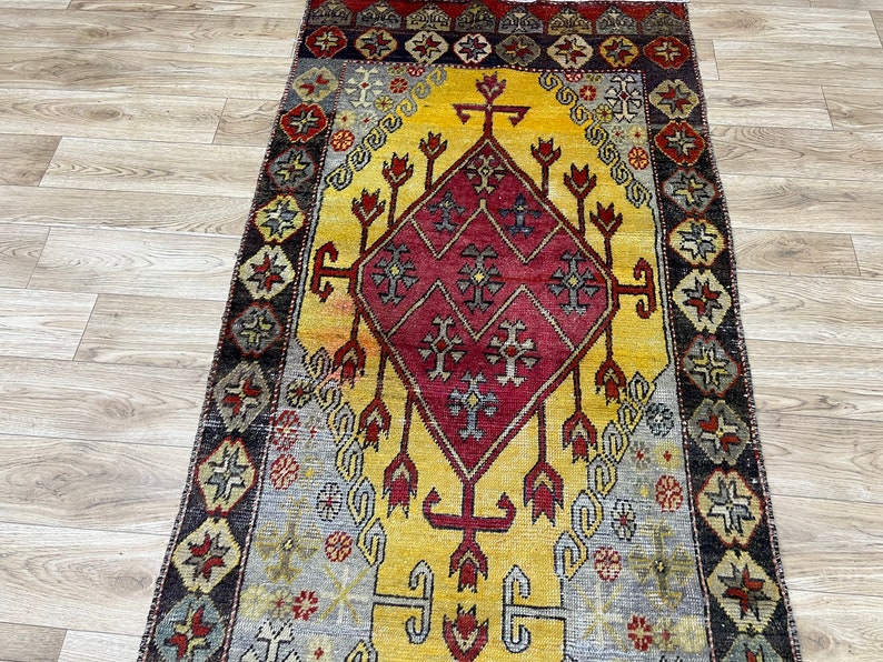 3x9.2 Antique Yellow Color Persian Runner Rug, Turkish Style Rug Runner