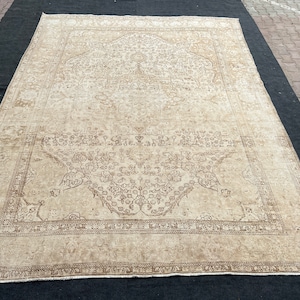 9.6x12.6 Antique Turkish Rug, Neutral Oushak Rug, Vintage Turkish Rug, Handmade Rug, Area Rug 10x13, Large Muted Oushak Rug, 10x13 Rug