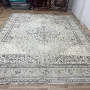 9.8x12.3 Vintage Oushak Rug: Handknotted Turkish Area Rug