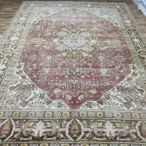 9.6x12.8 Turkish Extra Large Rug,Neutral Oushak Rug,Vintage Turkish Handmade Rug,Farmhouse Rug 10x13,Muted Oushak Antique Rug,10x13 Rug