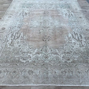 10x13 Turkish Rug, Neutral Oushak Rug, Vintage Turkish Rug, Handmade Rug, Area Rug 10x13, Large Muted Oushak Rug, Antique Rug, 10x13 Rug