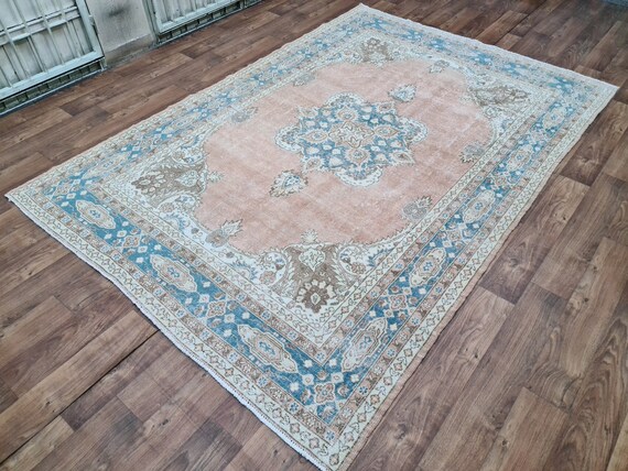 7x10 Vintage Neutral Turkish Rug Floral Desing Area Rug 7x10 Oushak Rug Handmade Antique Rug Boho Rug 7.2x10.5 Handmade Rug 7x10 Etsy Polska