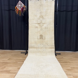 3x11 Turkish Runner Rug, Hallway Runner Rug, Oushak Runner Rug, Antique Runner Rug, Narrow Rug, Neutral Runner Rug, Kitchen table Runner