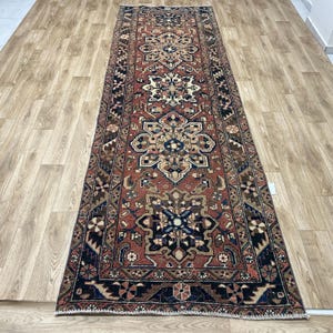 3x11 Vintage Turkish Runner Rug,Handknotted Runner Rug, Oushak Runner Rug,3x11 persian Runner Rug,Hallway Runner Rug,Handmade Runner Rug