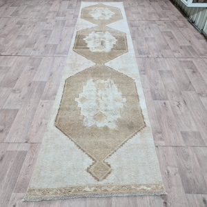 3x14.2 Traditional Runner Rug, 3x14 Turkish Runner Rug, Hallway Runner Rug, Handwoven Runner Rug, Antique Runner Rug, Oushak Runner Rug 3x14