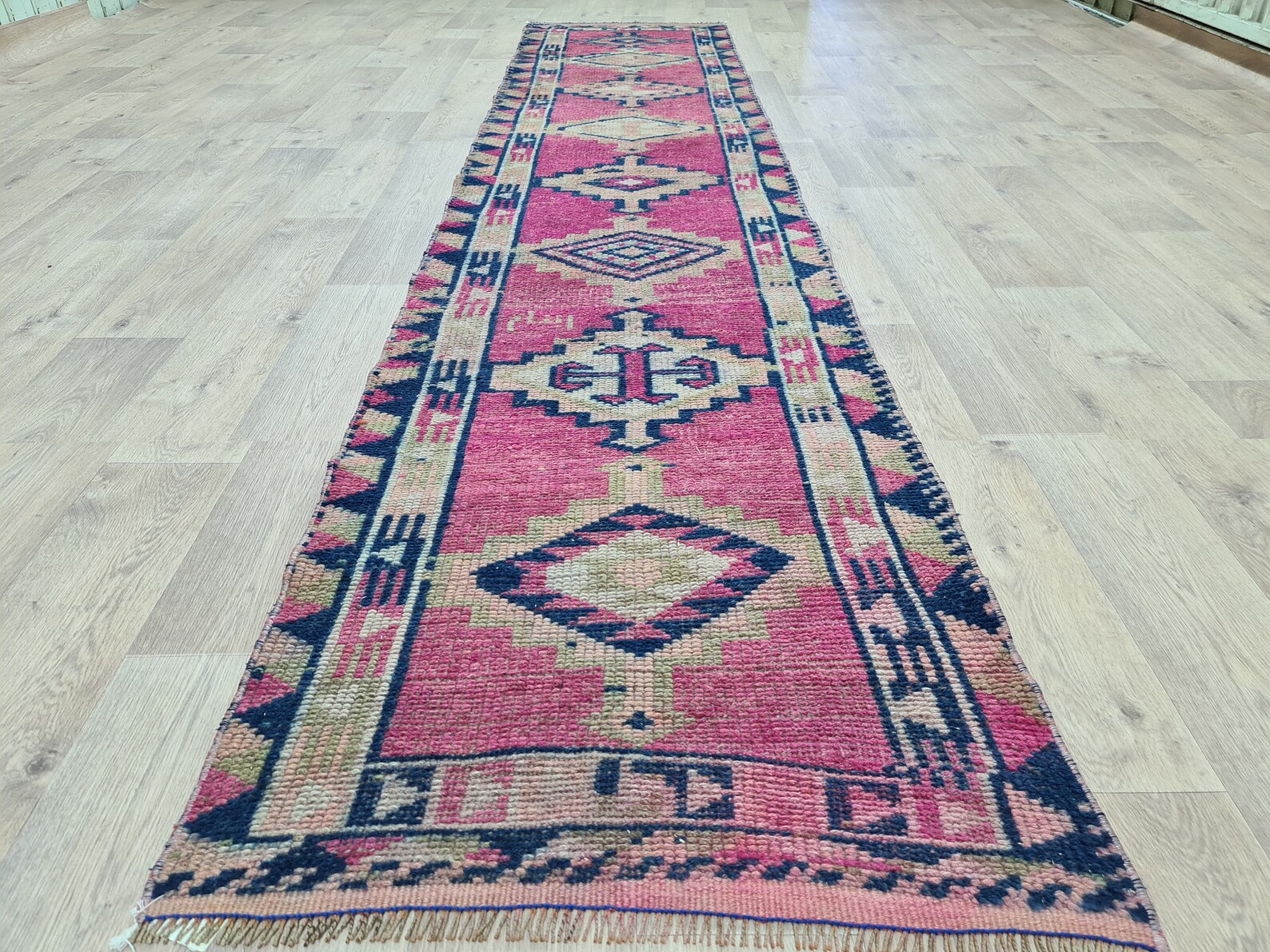 Hand Knotted Wool Rug Runner 2.4x11.7 Feet Handmade Runner Etsy