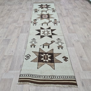2.7x13 Neutral Turkish Runner rug, 2.7x13 Vintage Runner Rug, Oushak Runner Rug, Antique Runner Rug, Hallway Runner Rug, 3x12 Runner Rug