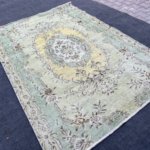 5x8 Vintage Turkish rug, traditional rug, Livingroom rug, Area rug, Handmade rug, Turkish rug 5x8, Boho rug,Oushak rug, Antique rug