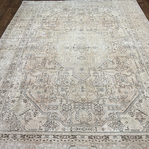 9.5x12.5 Turkish Rug,Large Neutral Oushak Rug,Vintage Turkish Rug,Handmade Rug,Farmhouse Rug 10x13,Muted Oushak Rug,Antique Rug, 10x13 Rug