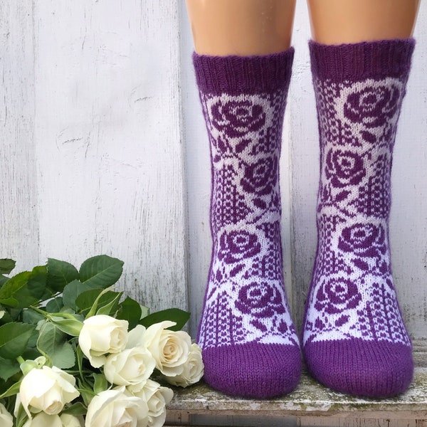 Socken-Strickanleitung / Rose-Socks Pattern / Socken stricken / knitting pattern / Strickanleitung Socken / Socks pattern