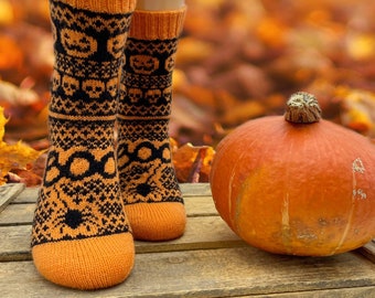 Sokken breipatroon / BOO-Socks Patroon / sokken breien / breipatroon / brei-instructies sokken / Halloween patroon