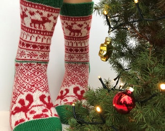 Sokken breien instructies / HO HO HO-Sokken Patroon / Sokken breien / breipatroon / Sokken breien instructies / Kerst breipatronen