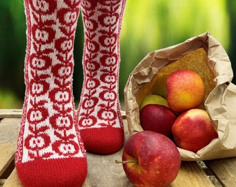 Instruções de tricô de meias / Padrão de meias Sweet Apple / Meias de tricô / padrão de tricô / Instruções de tricô de meias / Padrão de meias