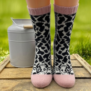 Instrucciones para tejer calcetines / Patrón Mooooo-Socks / patrón de tejido / Instrucciones para tejer calcetines / Patrón de calcetines Active