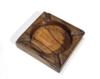 Cenicero antiguo de Jerusalén, Palestina, Israel, tallado en madera de olivo.