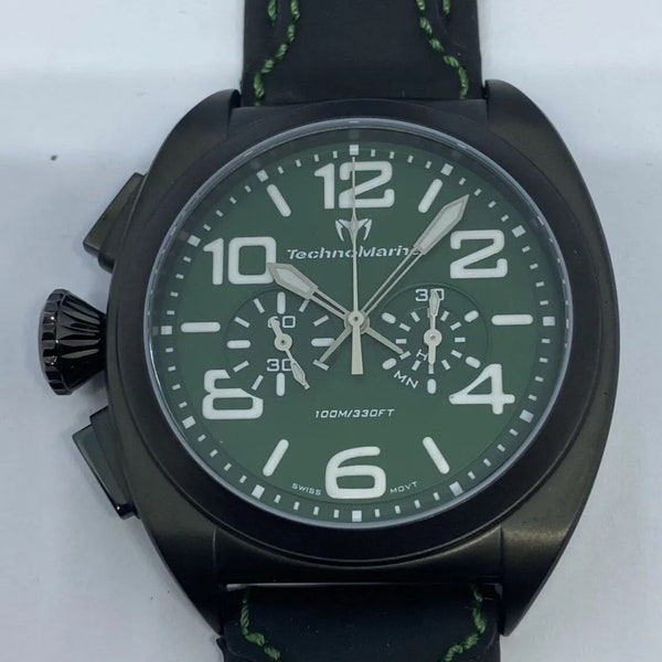 TechnoMarine Chronograph Us Navy 2015 Quartz 45.5mm Men Swiss Movt Green Watch