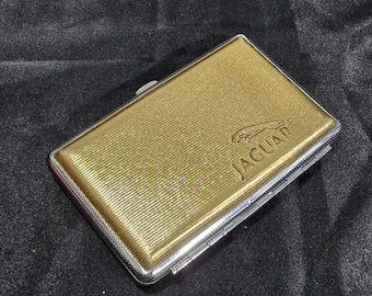 Vintage Metal Cigarette Case Box Collectible Jaguar Golden Cigarette Box