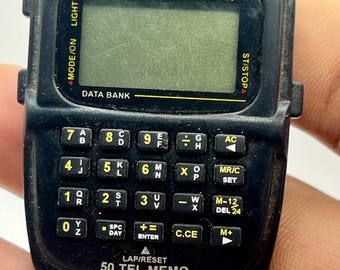Vintage old 50 tEL memo digital calculator 38mm watch poljot data bank digital alarm watch for repair scrap parts not working