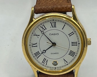 Casio MQ-539 Wrist Watch Brown Date Quartz For Parts Repair Not Working 17mm