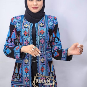 Islamic Abaya Thobe Tatreez Palestinian Embroidery Thobe Princess Thob Maxi Dress Tatreez Amira Red Black jacket collection Women clothing