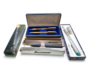 Vintage Lot of Ballpoint Pens including Ballograg Boxes Collection Collectibles