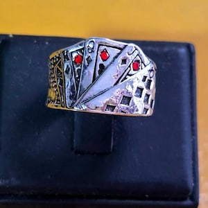 Rare Item Signed 925 Silver Ring Adjustable Ring for Card Game Lovers Unisex Jewelry