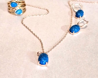 Bohemian Turquoise Jewelry Set: Ring, Earrings, Necklace
