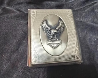 Vintage Metal Germany Cigarette Case/Copper Lucky Strike Box/Collectible/Gift Harley Davidson