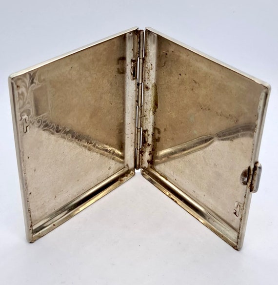 silver cigarette box with hinged lid Guilloche Silver Cigarette Case with