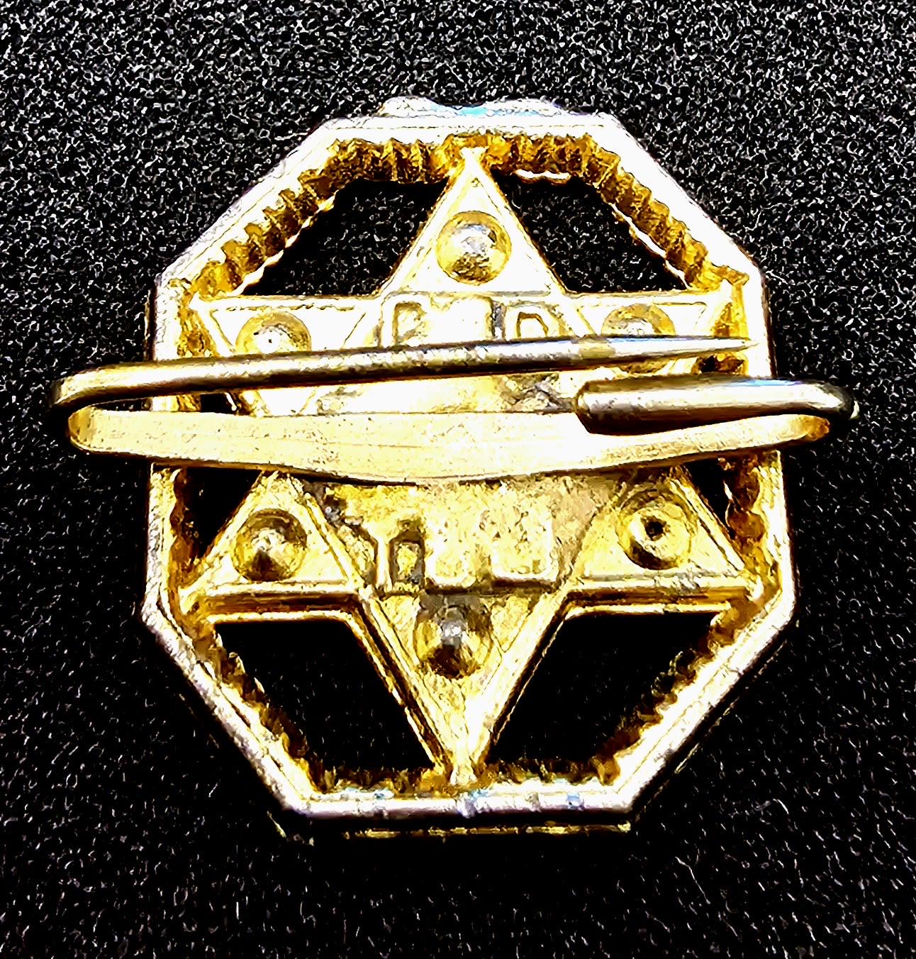 Broche Judaïca élégante Et Rare - En Altuglas Des Années 1970 - Couleurs Bleu Et Doré - Occasion (vintage)