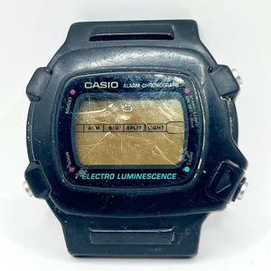 Vintage Casio Electric 1218 W-740 45mm Black Watch for Parts Or Repair Scrap