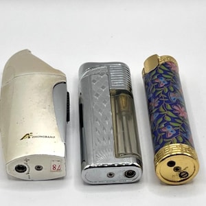 Vintage Collectible Lor Set 3Pcs  Art Deco Collection Not Work 2 lighters 167gr