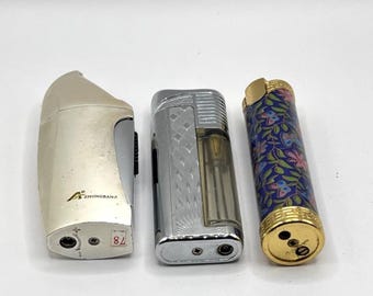 Vintage Collectible Lor Set 3Pcs  Art Deco Collection Not Work 2 lighters 167gr