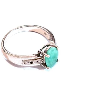 Signed 925 silver ring with synthetic emerald mud, size 8 personalized engagement ring christmas