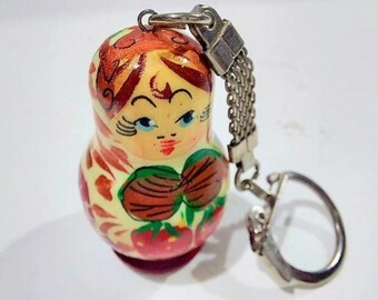 Wooden keychain Key Ring Accessories Shape Russian Matryoshka Doll Hand Painted