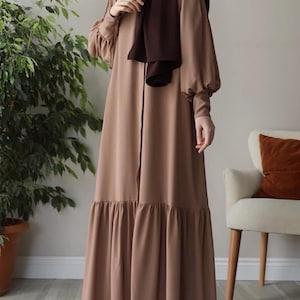 Muslim Evening Dress Maxi Long Sleeve Abiye Abaya Plus HijabTulle Dress with Belt  Modest Fashion Various Dress Palestinian Weddingdress